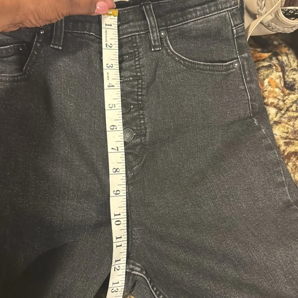 Free People Womens Curvy 29 Black Stretch Denim High Rise Skinny Button Fly Jean